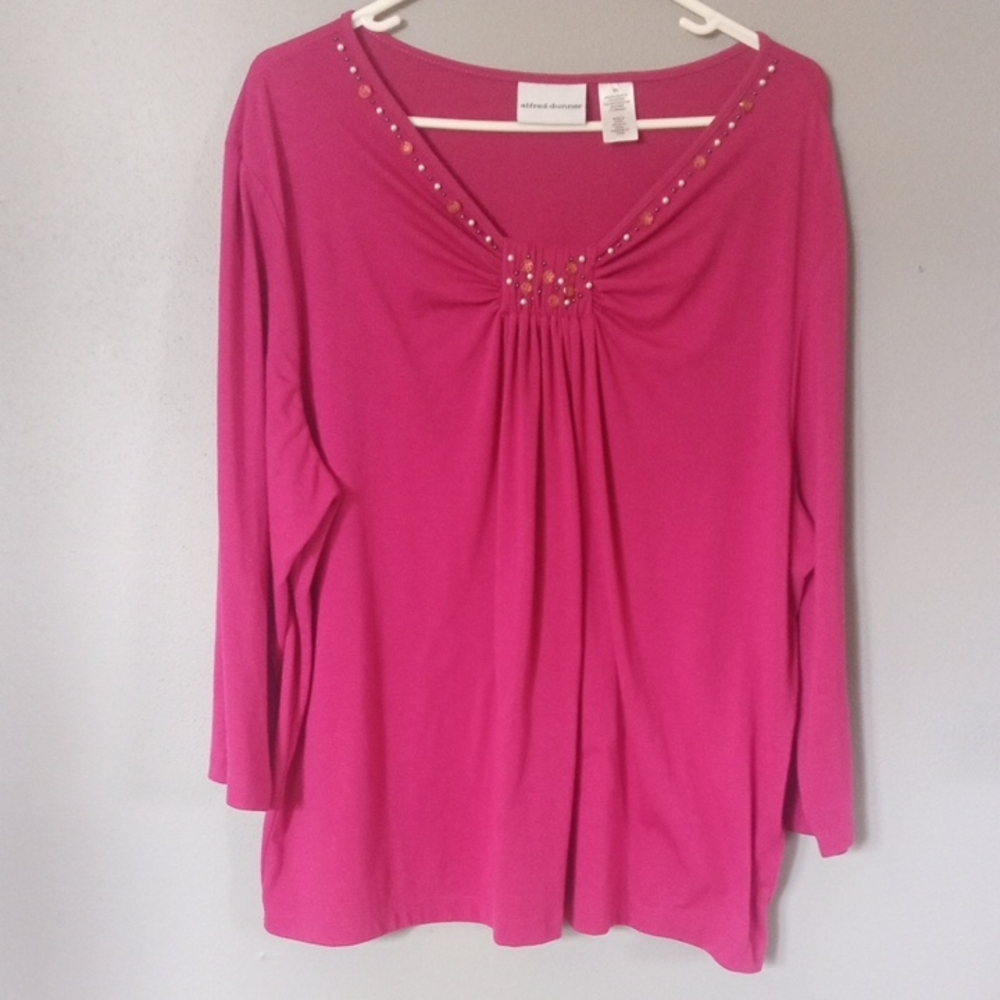 Alfred Dunner Fuchsia Embellished Blouse Size Xl
